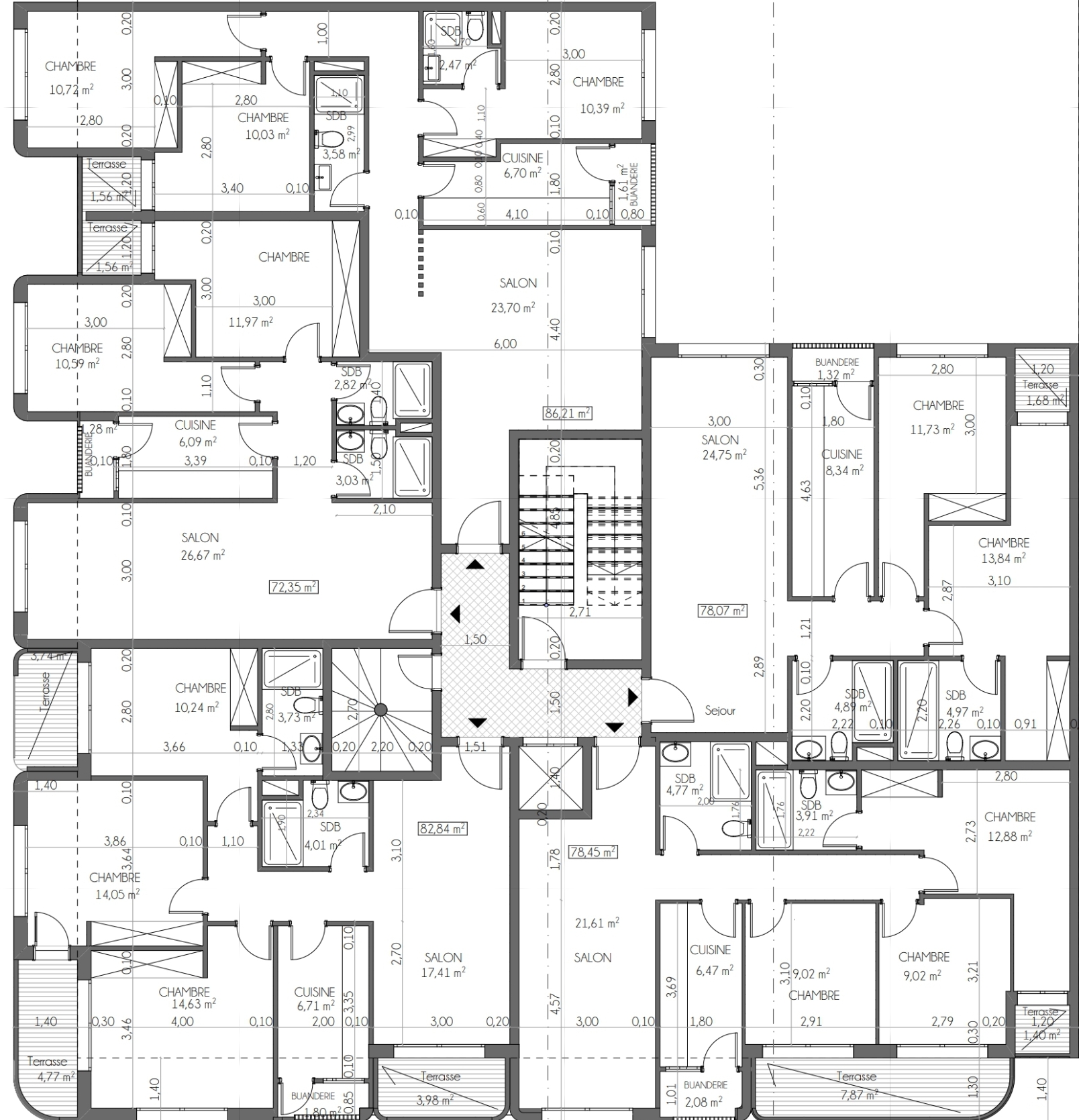 Plan d'étage d'habitation